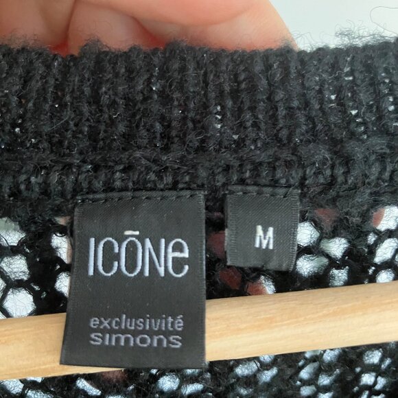 Black crochet cropped cardigan with shimmer detail and bold gold buttons - Picture 3 of 8